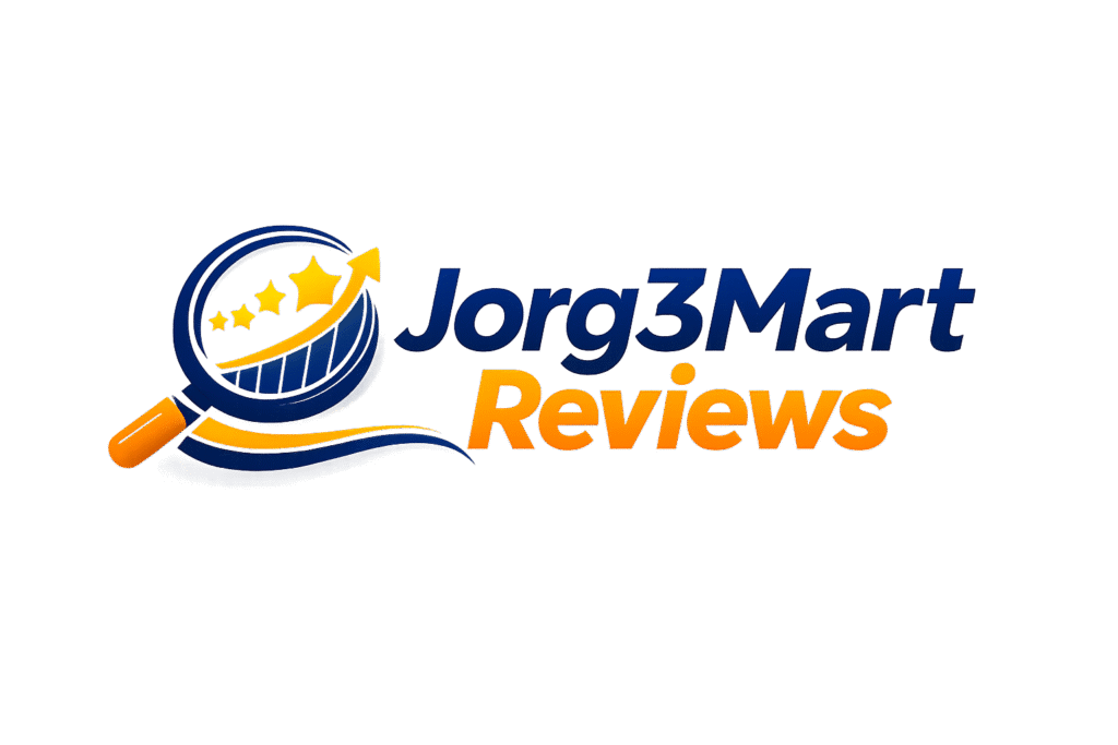 Logo do site Jorg3Mart Reviews, especializado em análises e reviews de produtos, comparativos e recomendações de compra online.